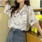 Angel Print Short-sleeve Chiffon Shirt