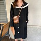 Sailor Collar Long-sleeve Dress / Mock Two-piece Midi Pullover Dress
