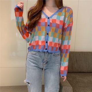 Checkerboard Cardigan Plaid - Multicolor - One Size