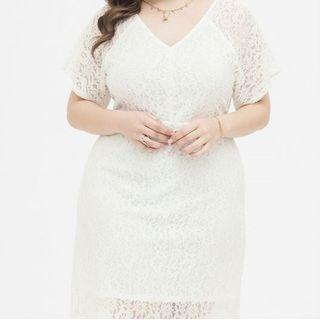 Plus Size Short-sleeve Lace A-line Dress