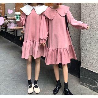 Ruffled Hem Peter Pan Collar Dress