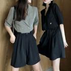 Cropped Blazer / High-waist Dress Shorts
