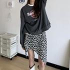 Printed Letter Sweatshirt / Printed Leopard Skirt
