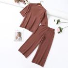 Set: Ripped Sweater + Wide Leg Knit Pants