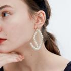 Faux Pearl Wired Hoop Earring 1 Pair - Earrings - White - One Size