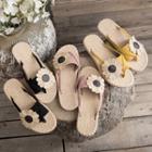 Faux Leather Floral Flip-flops