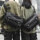 Nylon Zip Messenger Bag Black - One Size