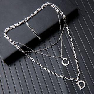 Stainless Steel Alphabet Pendant Layered Necklace As Shown In Figure - One Size