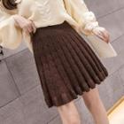 Knit Pleated A-line Skirt