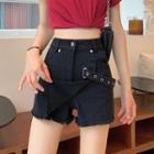 Irregular Denim A-line Mini Skirt