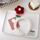 Flower Shearling Headband Red & White - One Size