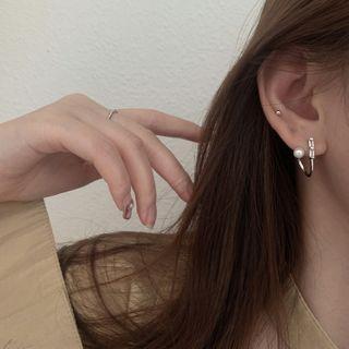 Faux Pearl Rhinestone Sterling Silver Earring