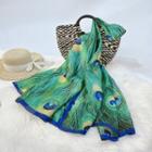Peacock Print Shawl Green - One Size