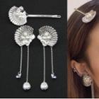 Faux Pearl Fringed Earring / Hair Clip / Clip-on Earring