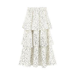 Patterned Chiffon A-line Midi Tiered Skirt