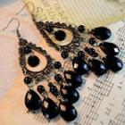 Faux Crystal Fringed Drop Earring 1 Pair - Black - One Size