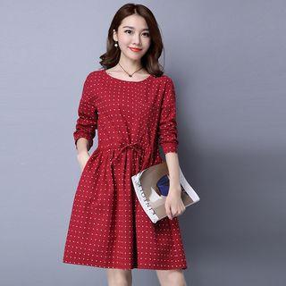 Polka Dot Long-sleeve A-line Dress