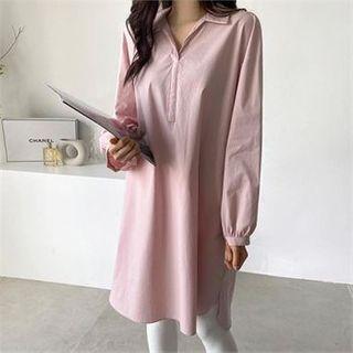Open-placket Dip-back Shirtdress