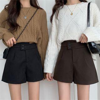 Asymmetrical Woolen Shorts