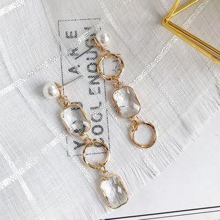 Non-matching Faux Crystal Dangle Earring White - One Size