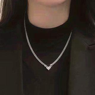 Heart Necklace D640 - 1 Pc - Silver - One Size