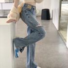 Low-rise Distressed Slit Jeans