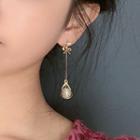 Cat Eye Stone Bow Alloy Dangle Earring