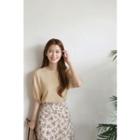Puff-sleeve Tie-back Knit Top
