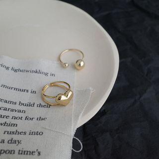 Alloy Bead / Heart Open Ring
