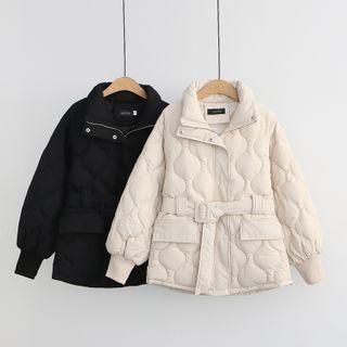 Belted Quilted Button Coat