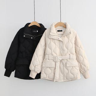 Belted Quilted Button Coat