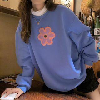 Flower Print Round-neck Sweater