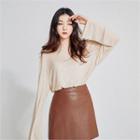 Extra Long-sleeve Wool Blend Knit Top
