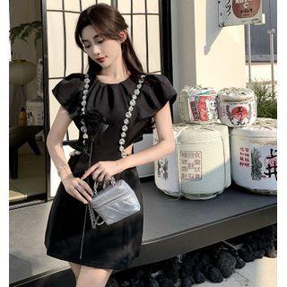 Rhinestone Cutout-waist Mini Dress