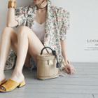 Puff-sleeve Floral Pattern Linen Blazer