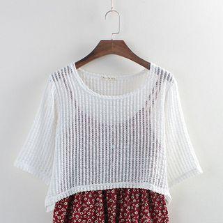 Lace Elbow-sleeve T-shirt