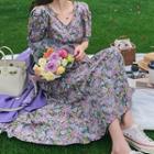 Flower Print Midi Dress / A-line Skirt