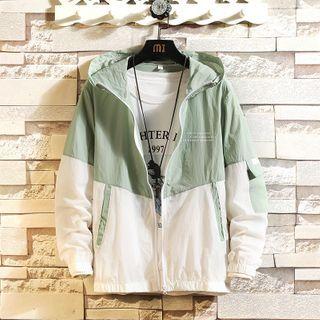 Couple Matching Color Panel Zip Hoodie