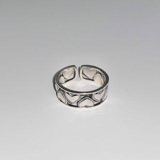 Heart Sterling Silver Open Ring 1pc - Silver - 13