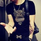 Owl Applique Short-sleeve T-shirt