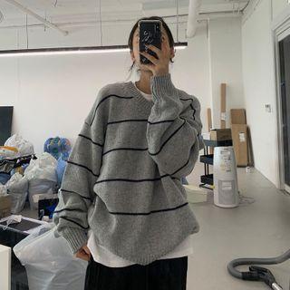 Round-neck Striped Knit Sweater