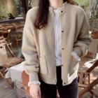 Round-neck Snap-button Knit Jacket