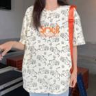Short-sleeve Cow Print Oversize T-shirt