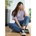 Elbow-sleeve Lettuce-edge T-shirt