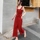 Sleeveless Crop Jumpsuit Red - One Size