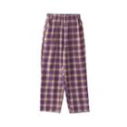 Crop Plaid Pants Purple - One Size