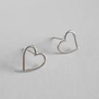925 Sterling Silver Hollow Heart Earring White - One Size