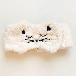 Cat Embroidered Face Wash Headband