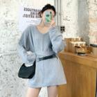 V-neck Long-sleeve Loose-fit Sweater