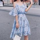 Cold Shoulder Floral A-line Dress